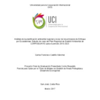 Análisis de la planificación ambiental regional a la luz de los principios del enfoque por Ecosistemas .<br /><br />
Estudio de caso del Plan regional de gestión ambiental CORPOGUAVIO para el periodo 2013-2023