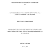GUÍA METODOLÓGICA PARA LA GESTIÓN DE PROYECTOS EN LA FUNDACIÓN SOS PARA LA PAZ UNIVERSAL 