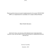 Plan de gestión de proyecto para la implementación de la norma UNE-EN ISO 50001 en el departamento de facilidades de la empresa Miami Medical