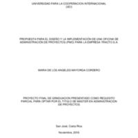 PROPUESTA PARA EL DISEÑO Y LA IMPLEMENTACIÓN DE UNA OFICINA DE ADMINISTRACIÓN DE PROYECTOS (PMO) PARA LA EMPRESA TRACTO S.A