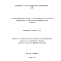 Planificación para el diseño y la construcción de un centro recreacional en Mindo provincia de Pichincha Ecuador