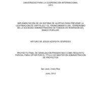 Implementación de un sistema de alertas para prevenir le legitimación de capitales y el financiamiento del terrorismo en la sociedad administradora de fondos de Inversión del Banco Popular 