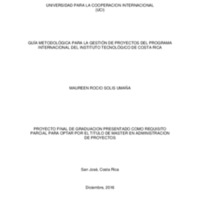 GUÍA METODOLÓGICA PARA LA GESTIÓN DE PROYECTOS DEL PROGRAMA INTERNACIONAL DEL INSTITUTO TECNOLÓGICO DE COSTA RICA 