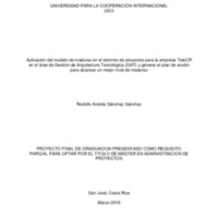 Aplicación del modelo de madurez en el dominio de proyectos para la empresa TeleCR en el área de Gestión de Arquitectura Tecnológica (GAT) y generar el plan de acción para alcanzar un mejor nivel de madurez 