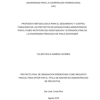 PROPUESTA METODOLOGICA PARA EL SEGUIMIENTO Y CONTROL FINANCIERO DE LOS PROYECTOS DE ADQUISICIONES ADMINISTRADOS POR EL FONDO ROTATORIO DE INVESTIGACIÓN Y EXTENSIÓN (FRIE) DE LA UNIVERSIDAD FRANCISCO DE PAULA SANTANDER 