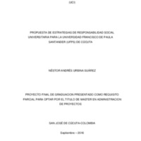 Propuesta de estrategias de responsabilidad social universitaria para la Universidad Francisco de Paula Santander ( UFPS ) de Cucuta