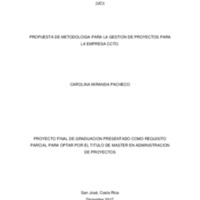 PROPUESTA DE METODOLOGIA PARA LA GESTION DE PROYECTOS PARA LA EMPRESA CCTO