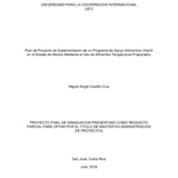 Plan de Proyecto de Implementación de un Programa de Apoyo Alimenticio Infantil en el Estado de México Mediante el Uso de Alimentos Terapéuticos Preparados 