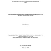 Project Management Methodology to manage social development projects in the NGO Plan International El Salvador 