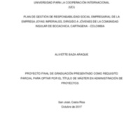 PLAN DE GESTIÓN DE RESPONSABILIDAD SOCIAL EMPRESARIAL DE LA EMPRESA JOYAS IMPERIALES, DIRIGIDO A JÓVENES DE LA COMUNIDAD INSULAR DE BOCACHICA, CARTAGENA - COLOMBIA 