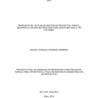 Propuesta de un plan de gestión de proyectos para el desarrollo de una metodología para gestionar suelo en Colombia 