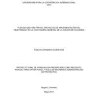 Plan de gestión para el proyecto de implementación del teletrabajo en la contaduría general de la nación de Colombia 