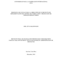 Propuesta de un plan de dirección de un proyecto de implementación del sistema de fabricación y producción de crisoles refractarios 