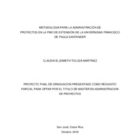 METODOLOGIA PARA LA ADMINISTRACIÓN DE PROYECTOS EN LA PMO DE EXTENSIÓN DE LA UNIVERSIDAD FRANCISCO DE PAULA SANTANDER 