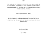 Propuesta de un plan de proyecto para la Implementación de un sistema Web que permita a los clientes de la herramienta contable Quickbooks, solicitar aplaciones de créditocon el fin de agilizar el proceso 