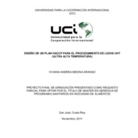 DISEÑO DE UN PLAN HACCP PARA EL PROCESAMIENTO DE LECHE UHT (ULTRA ALTA TEMPERATURA) <br /><br />
 <br /><br />
 