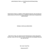 Propuesta para el diseño e implementación de una oficina de dirección de Proyectos en la Empresa de Servicios Financieros Americanos 