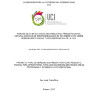 ANÁLISIS DE LA EFECTIVIDAD DEL MANEJO DEL PARQUE NACIONAL NATURAL CORALES DE PROFUNDIDAD BAJO EL ESTÁNDAR LISTA VERDE DE ÁREAS PROTEGIDAS Y DE CONSERVACIÓN DE LA UICN