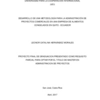 DESARROLLO DE UNA METODOLOGÍA PARA LA ADMINISTRACIÓN DE PROYECTOS COMERCIALES EN UNA EMPRESA DE ALIMENTOS CONGELADOS EN QUITO - ECUADOR 