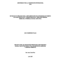 ESTUDIO DE FACTIBILIDAD PARA LA IMPLEMENTACIÓN DE UN PROGRAMA DE FOMENTO DE VIAJES EDUCATIVOS Y COMUNITARIOS EN EL TERRITORIO INDÍGENA  NGÄBE DE LA PENÍNSULA DE OSA, COSTA RICA