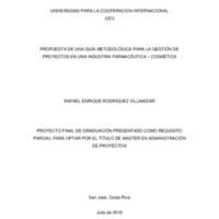 Propuesta de una guía metodológica para la gestión de proyectos en una industria farmacéutica -Cosmética 