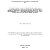 Propuesta de un plan de proyecto para el diseño de un proceso sistemático para contratación de Personal Nuevo desde que se recibe la requisición hasta su ingreso al grupo de Operaciones BEST, que opera en Emerson Electric , Costa Rica de acuerdo con la Guía PMBOK (PMI 2013) 