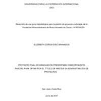 Desarrollo de una guía metodológica para la gestión de proyectos culturales de la Fundación Afrocolombiana de Mutuo Acuerdo de Zarzal - AFROMUZA