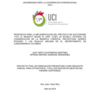 PROPUESTA PARA LA IMPLEMENTACIÓN DEL PROYECTO DE ECOTURISMO “VIVE LA RESERVA DESDE EL AIRE” COMO UN MODELO INTEGRAL DE CONSERVACIÓN DE LA RESERVA FORESTAL PROTECTORA CERROS PIONONO Y LAS ÁGUILAS UBICADA EN EL DEPARTAMENTO DE CUNDINAMARCA COLOMBIA. 