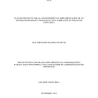 Plan de Proyecto para la transferencia e Implementación de un Sistema de Pruebas Funcionales y de Calibraciones en Teradyne  Costa Rica 