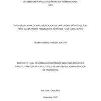 Propuesta para la Implementacion de una oficina de proyectos para el centro de producción artística y cultural (CPAC)