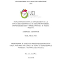 Propuesta temática para el fortalecimiento de las capacidades y competencias de los Guardaparques del Ministerio de Ecología yRNR de la provincia de Misiones , Argentina 