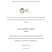 Espacios Rurales y Conservación: Estrategia de gestión ambiental orientada al ordenamiento <br /><br />
territorial del municipio de Chaparral Tolima y su articulación al sistema municipal de áreas <br /><br />
protegidas 