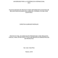 Plan de gestión de Proyecto para implementar un estudio de belleza especializado en el área de la mirada en San José, Costa Rica 