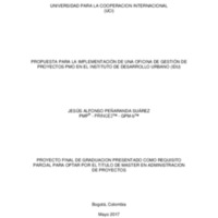 Propuesta para la implementación de una oficina de gestión de proyectos PMO en el Instituto de Desarrollo Urbano (IDU) 