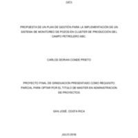 PROPUESTA DE UN PLAN DE GESTIÓN PARA LA IMPLEMENTACIÓN DE UN SISTEMA DE MONITOREO DE POZOS EN CLUSTER DE PRODUCCIÓN DEL CAMPO PETROLERO ABC