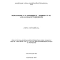 Propuesta de un plan de gestión para el lanzamiento de una linea nacional de trajes de Baño 