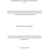 PROPUESTA DE UN PLAN DE PROYECTO DE UNA RUTA AGRO-TURISTICA PARA LOS PEQUEÑOS PRODUCTORES CAMPESINOS DESPLAZADOS POR LA VIOLENCIA EN SABANALARGA ATLÀNTICO 