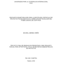 Propuesta de metodología para la gestión del portafolio de proyectos tecnológicos en la dirección de tecnología del Poder Judicial de Costa Rica 