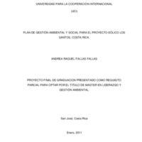 PLAN DE GESTIÓN AMBIENTAL Y SOCIAL PARA EL PROYECTO EÓLICO LOS SANTOS, COSTA RICA