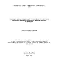 PROPUESTA DE UNA METODOLOGÍA EN GESTIÓN DE PROYECTOS DE INGENIERÍA Y SUPERVISIÓN DE OBRAS PARA UNA EMPRESA CONSULTORA